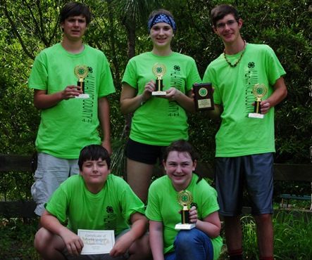 Alamance 4-H'ers scored highest in the state WHEP contest. Pictured are, front from left, Nicholas Weidemann (junior division) and Emma Bailey; back from left, Zachary Weidemann, Courtney Eckmann and Nathan Troxler.