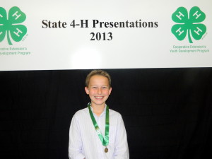 4-H member Aidan Shepard, age 12, won a Gold medal with his presentation, Wearable Electronics.
