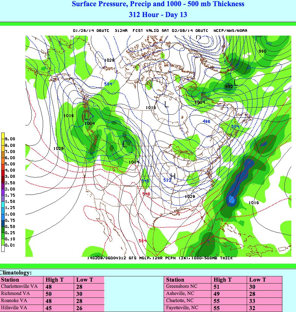 30 Day Ag Weather Outlook VA – TN- NC – SC (January 27, 2014)