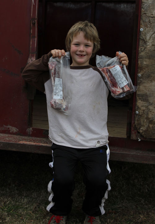 Dennet has become quite the little farmer! He raises and sells his own lambs and is a great salesman.