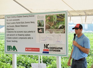 Dominic Reisig making a presentation at the Vernon James Research & Extension Center