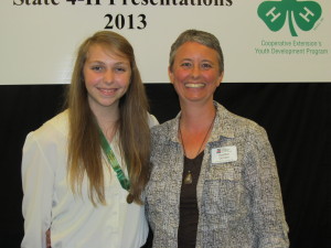 Anna Pierce, state level gold medal winner for her 4-H presentation in the Science & Technology category. Pictured: Anna Pierce (age 17) and Heather Gordon (Jackson County 4-H Agent)
