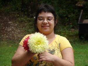 Young woman with flowers