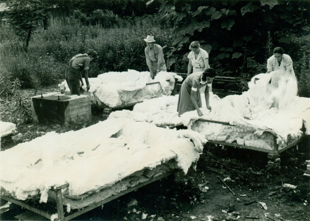 1939-1940s. Families were able to make mattresses for their own use.
