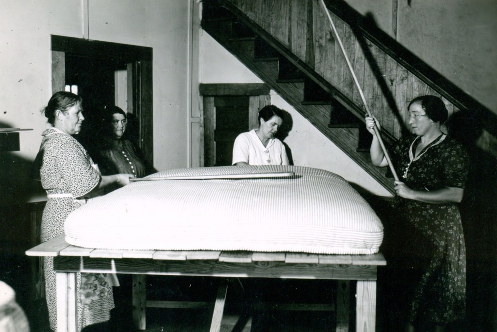 1939-1940s. Families were able to make mattresses for their own use.