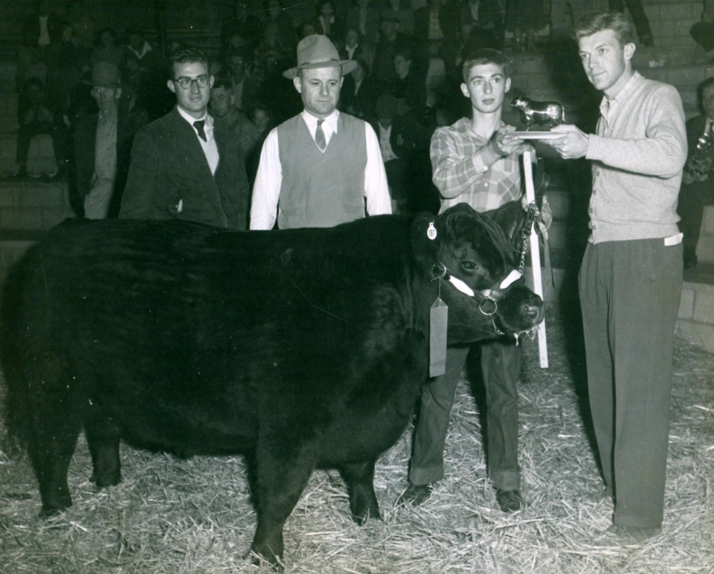 1964 4-H Livestock judging. L-R John Price, Dr. Barrick, Ray Hedden and A.D. Slater