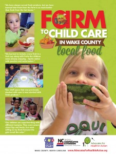 AHA Farm to Child Care in Wake County Local Food report cover - child eating watermelon image