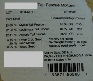 Turf seed label.
