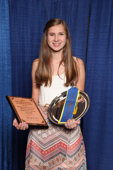 Wake County 4-H'er Anna Ahlers captured 1st place individual in Written Exam, Stations and Overall at the 2014 Eastern National 4-H Horse Round Up.