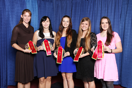 Horsebowl Team Reserve Champions 2014 Eastern National 4-H Horse Round Up. L to R: Lindsay Riddell, Tori Gwaltney, Hannah Sather, Rachel Rezin, Alexandria Knudson
