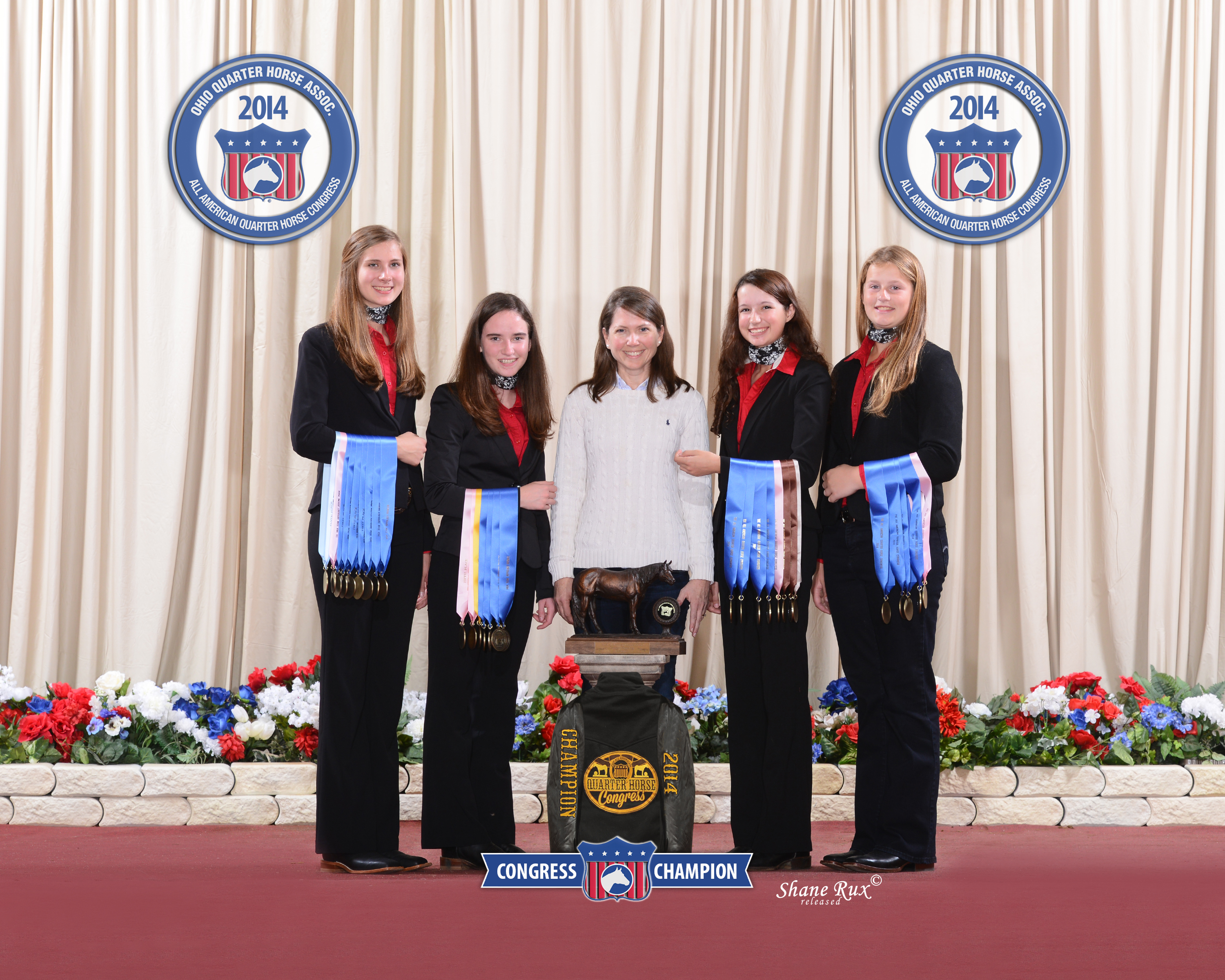 Quarter Horse Congress Champion Hippology Team. L to R: Anna Ahlers, Laura Dickerson, Beth Morgan, Allie Pickard, Micah Furr