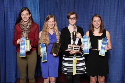 2014 Eastern National 4-H Horse Round Up Communications Team Champions. L to R: Jamie Hauser, Kirsten Gregory, Bradley Kay and Julie Dickerson.