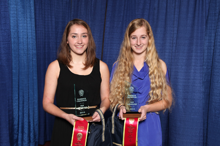 2014 Eastern National 4-H Horse Round Up Team Presentation Reserve Champions. L to R: Julie Dickerson & Kirsten Gregory