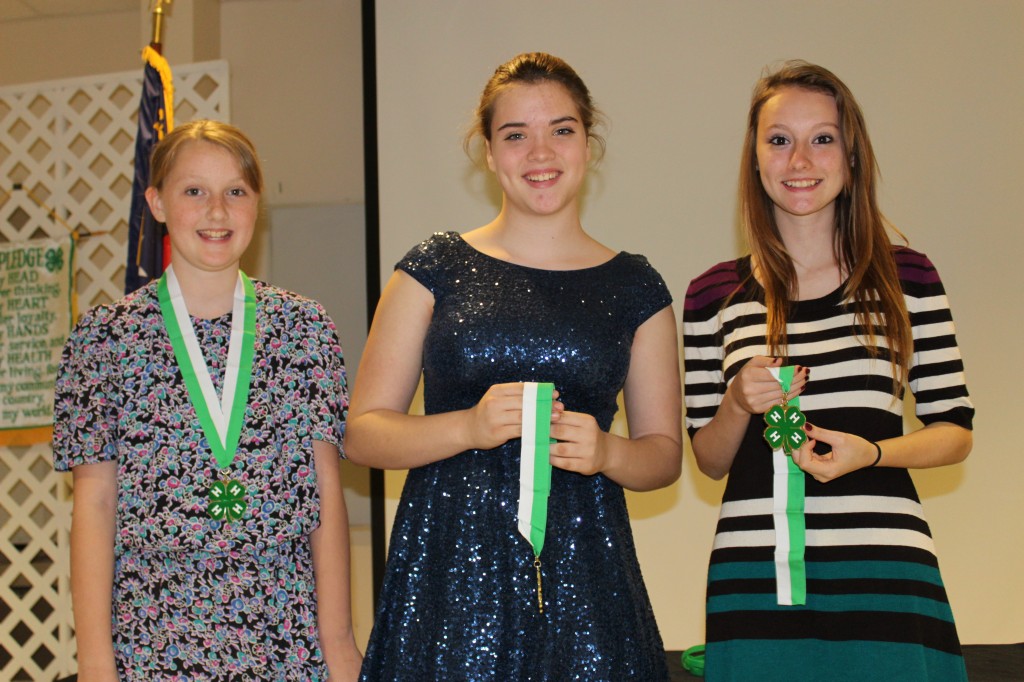 4-H Youth of the Year - Autumn Apple 9-10 year old age division, Lena Devlin 11-13 year old age division, Alexis Apple 14-18 year old age division