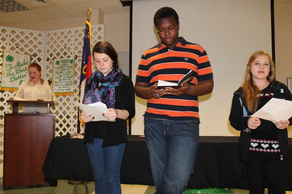 4-H Teen Council Board members giving final thoughts. Left to Right: Bobbi Jane Lawrence, Katlyn Toney, Chris Gallup, and Mackenzie Snyder