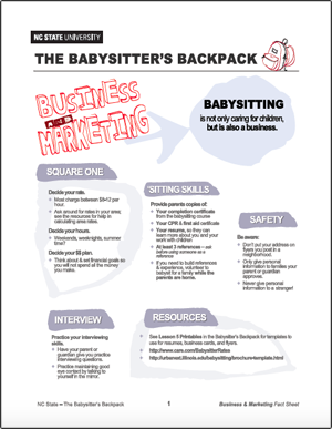 The Babysitter's Backpack: Business and Marketing