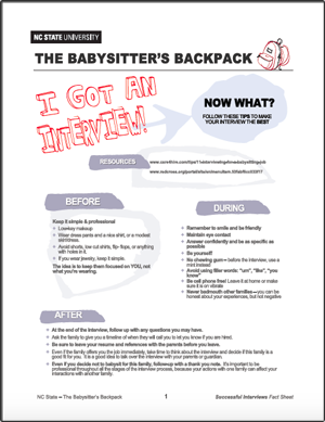 The Babysitter's Backpack: Got an Interview!