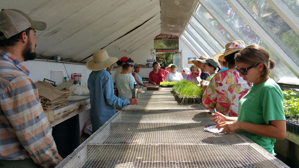 Leah Cook talked about transplant production in the passive solar greenhouse.