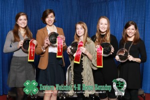 Reserve Champion Hippology Team. L to R: Sarah Morgan, Chloe Pacyna, Ruth Huggins, Scout Biggs, Beth Morgan