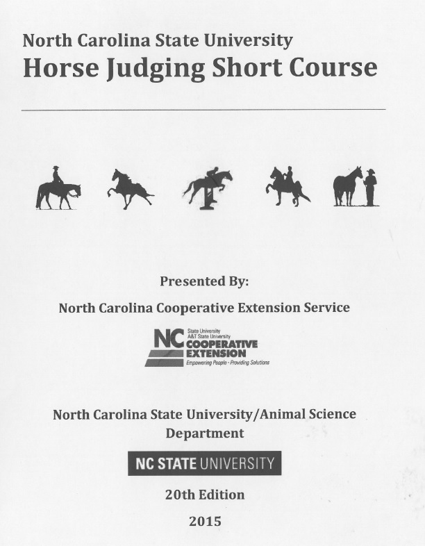 NCSU Horse Judging Manual Sales North Carolina Cooperative Extension