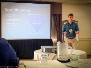 Matthew Jurjonas presents community members' perceptions of climate change resilience and risk on the Albermarle Pamlico Peninsula.