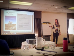 Malorey Henderson presents visitors' perceptions of cultural resources on Cape Lookout National Seashore at the 2016 NOAA Social Coast Forum.