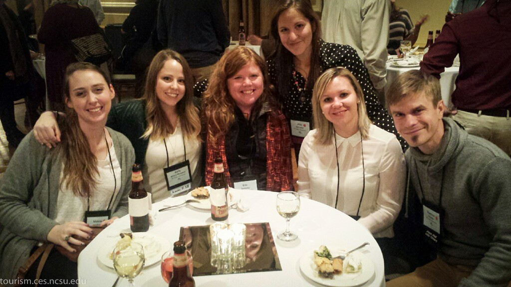 "Team Erin" convenes at the Social Coast Forum (from L-R) Malorey Henderson, Karly Meszaros, Erin Seekamp, Allie McCreary, Sandra Fatoric, and Matthew Jurjonas represented NC State's College of Natural Resources, Parks Recreation & Tourism Department with well-received presentations on relevant and innovative coastal management research.