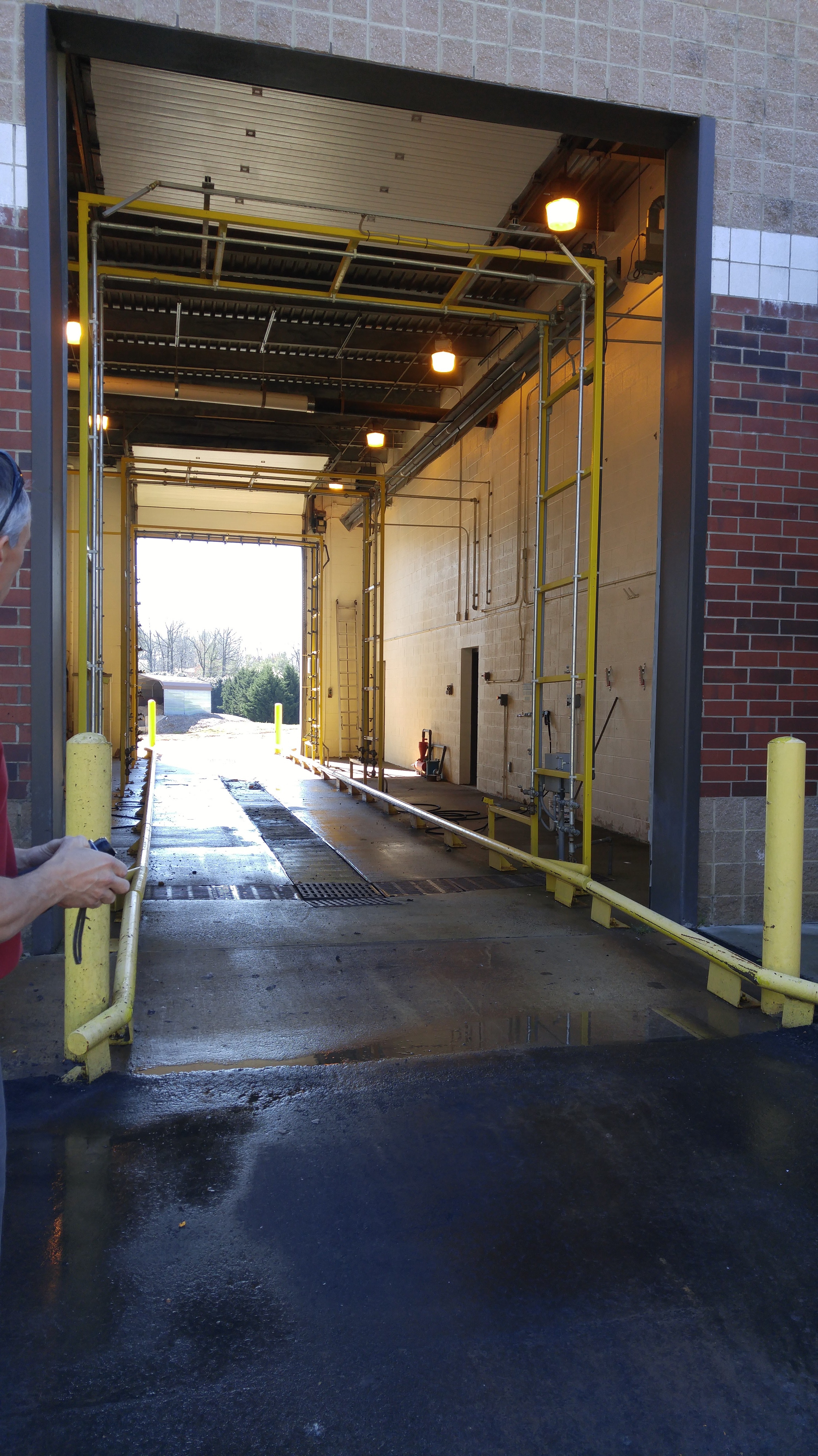 Municipal vehicles are washed with roofwater at Kernersville Public Services collected in giant cistern tanks behind the building.