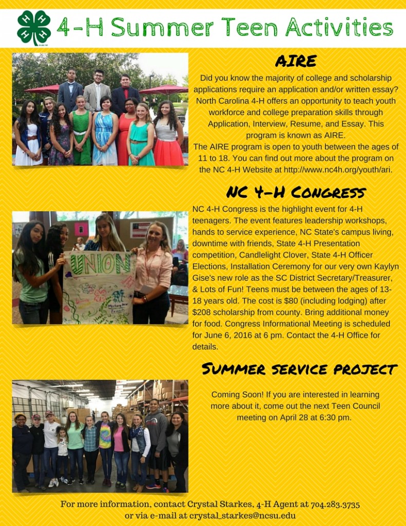 4-H Summer Teen Activities