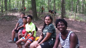 BJP campers await turns on the camp's high ropes course (July 2015).