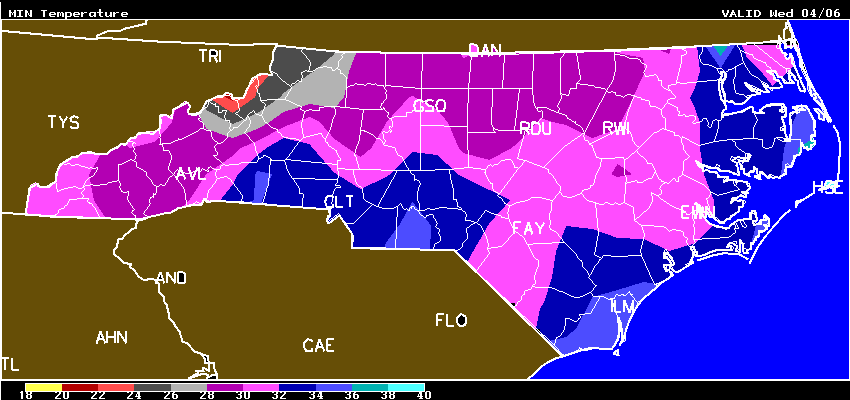 Awis Weather Services Inc North Carolina Frost Freeze Forecast