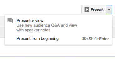 Google Slides presenter drop down
