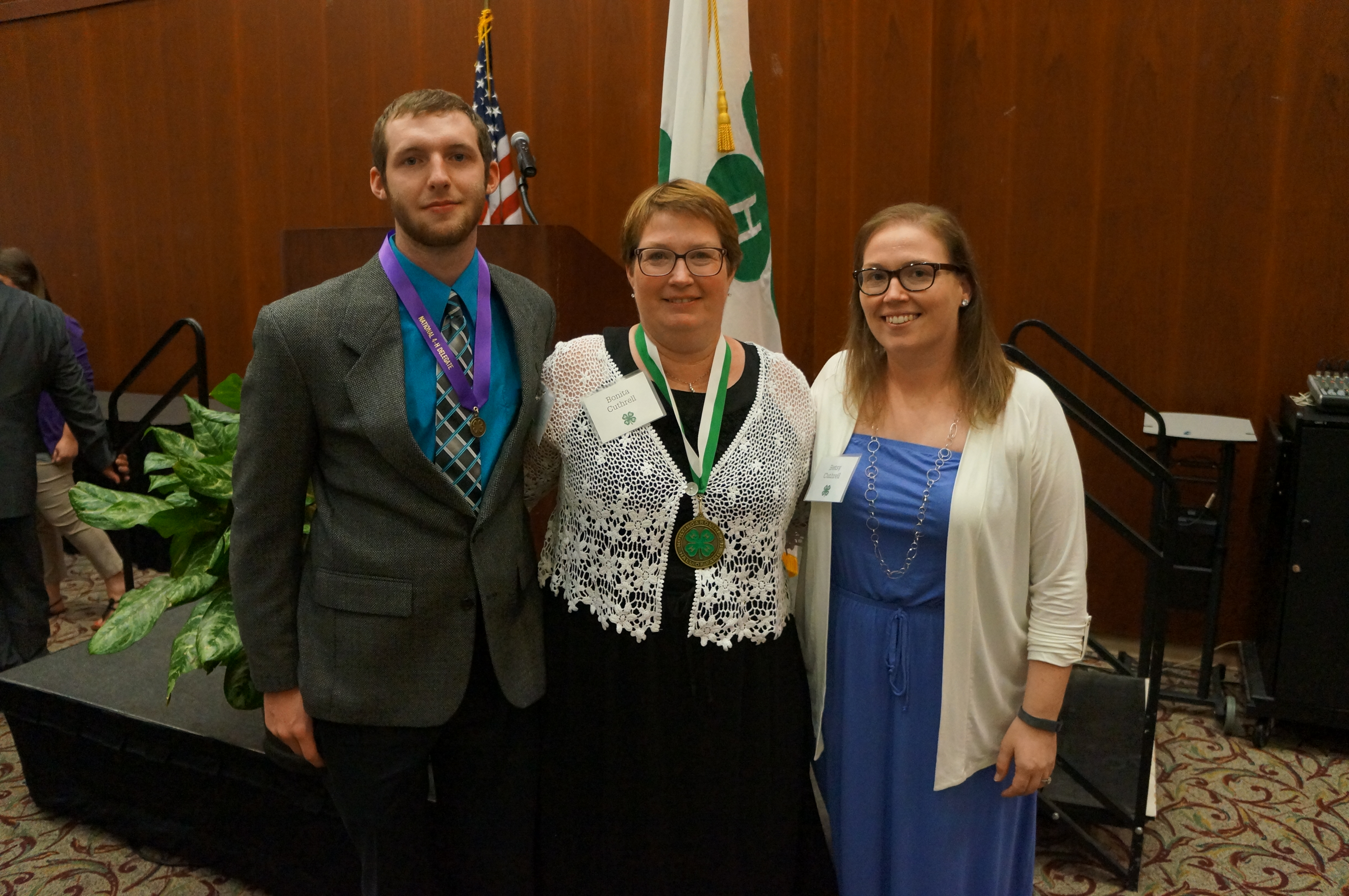 4-H Hall of Fame Inductee, Bonita Cuthrell poses for a photo with her son and daughter Brian and Betsy Cuthrell.