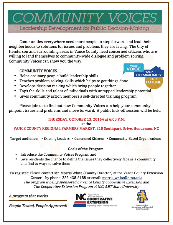 community voices program north carolina cooperative extension community works carolina