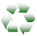 Graphic of recycle logo It has three arrows in a circular motion