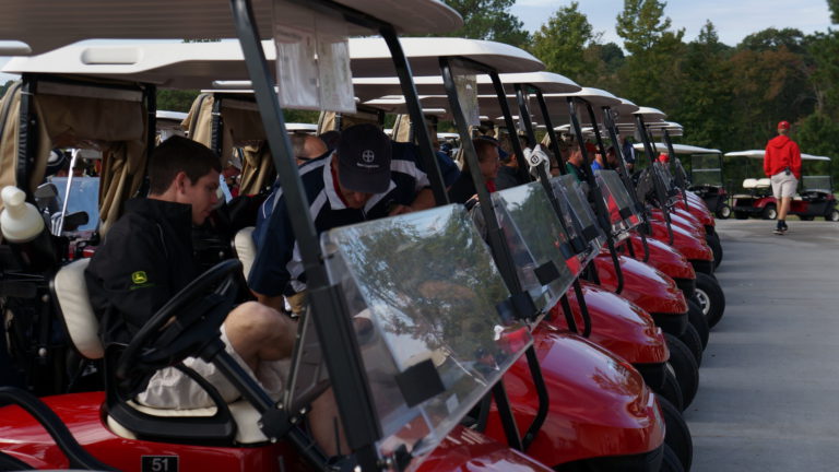 several golf carts