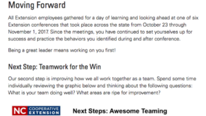 N.C. Cooperative Extension Customer Experience webpage screenshot for website