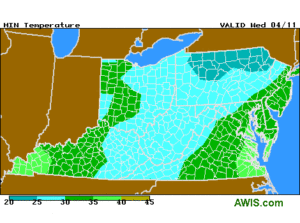 Cover photo for Virginia and Maryland Frost Update (6pm, 4/10/18)
