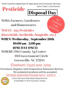 Cover photo for Pesticide Disposal Day - 9/26/2018 - New Date