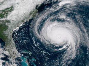 Satellite image of Hurricane Florence approaching the Eastern seaboard.