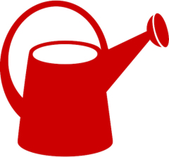red watering can