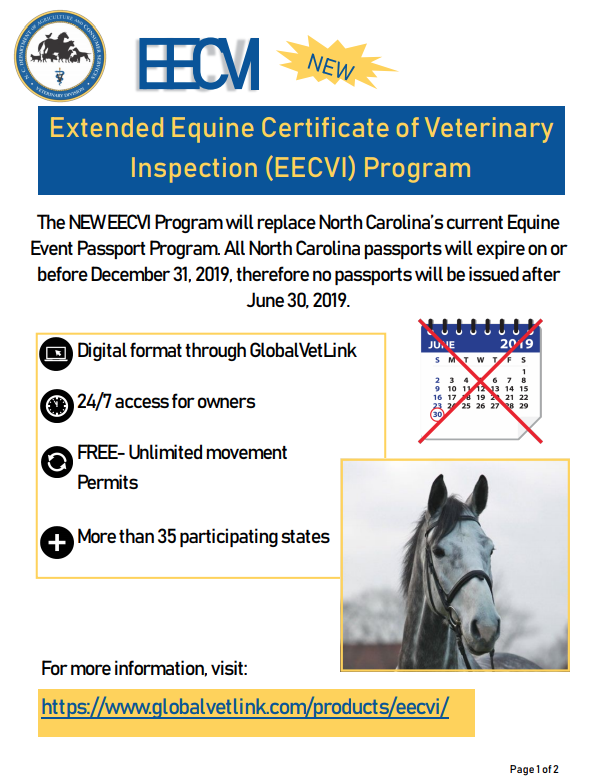 Health Certificates for Equines N.C. Cooperative Extension