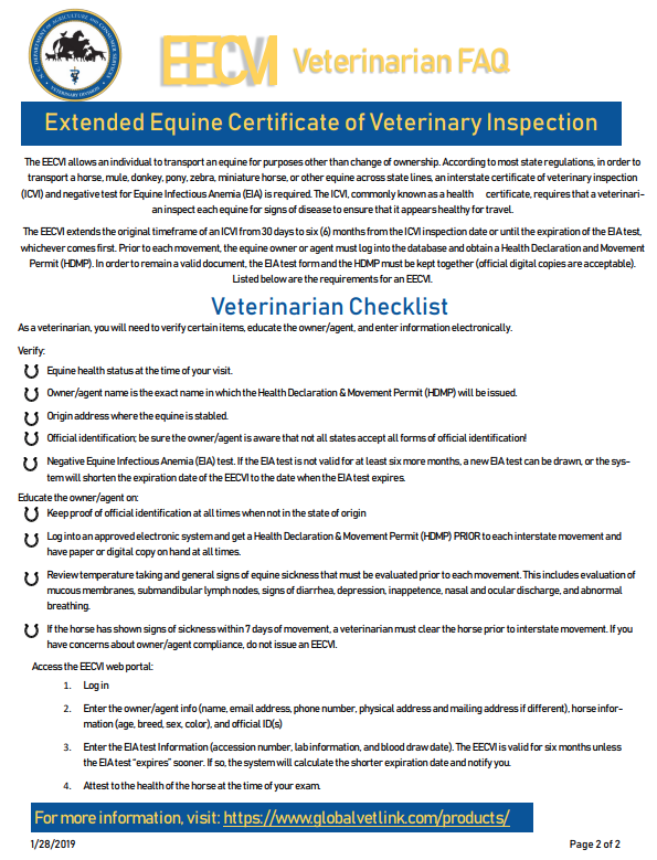 Health Certificates for Equines N.C. Cooperative Extension