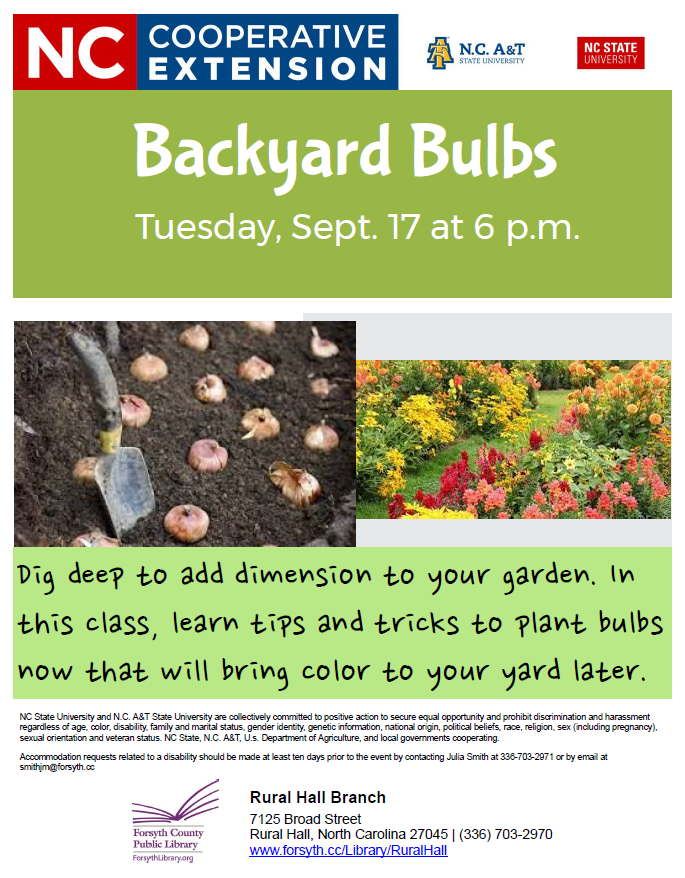 Learn About Planting Bulbs at the Rural Hall Library N.C. Cooperative
