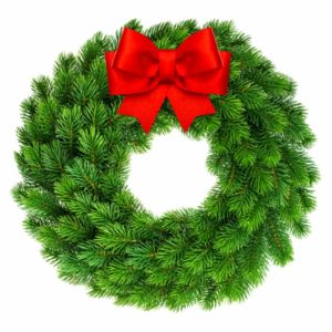 christmas wreath with ribbon