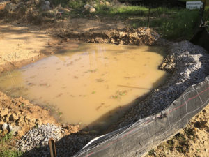 Storm water trapped by to prevent running into river