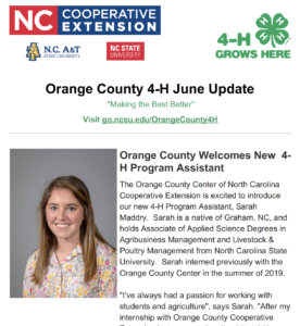 Cover photo for Orange County 4-H June 2020 Newsletter