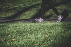 Woman walking on trail