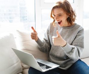 woman participating in an online meeting
