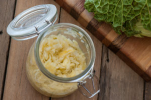 open jar of sauerkraut